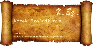 Korek Szofrónia névjegykártya